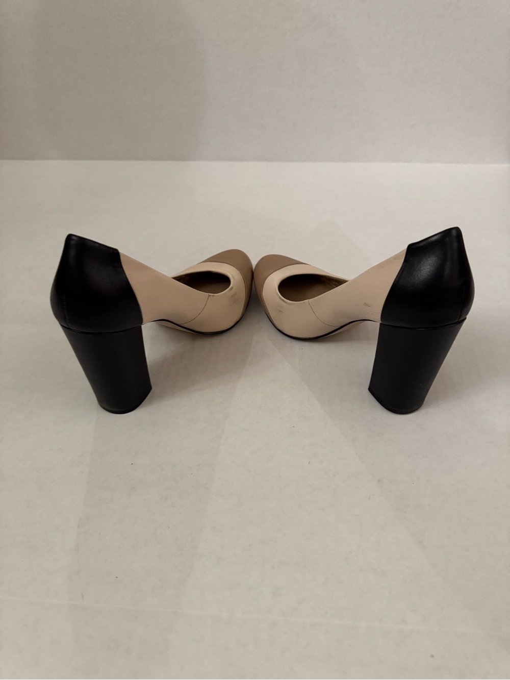 Banana Republic Beige, Taupe & Black Colorblock Block Heel Pumps - Picture 9 of 13